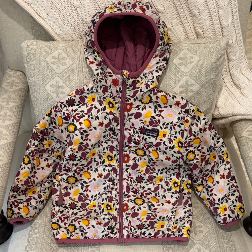 Patagonia Reversible Floral/Burgundy Jacket, Size 2T